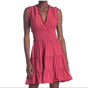 Fun & Flirty Red Max Studio Sleeveless Short Smocked Dress Small